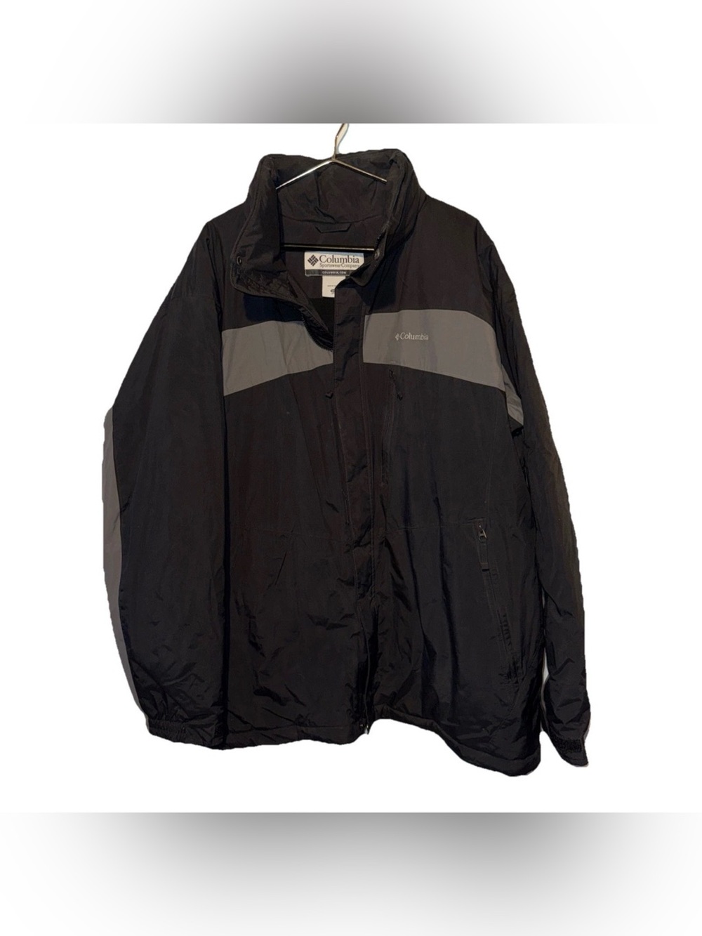 Columbia Jacket Adult XXL Black/Gray Outdoors Jacket Hidden Hood Gorpcore